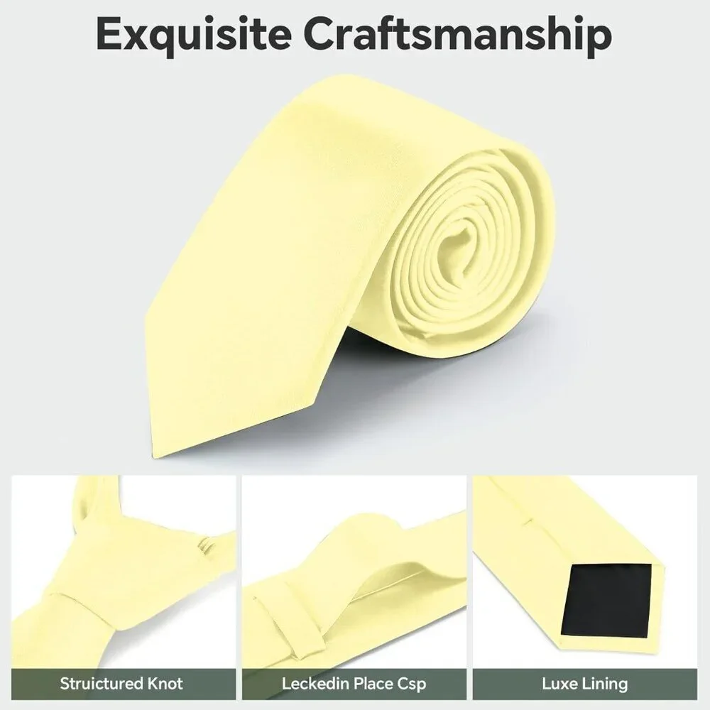 Men's Light Yellow Solid Pure Color Formal 3.15